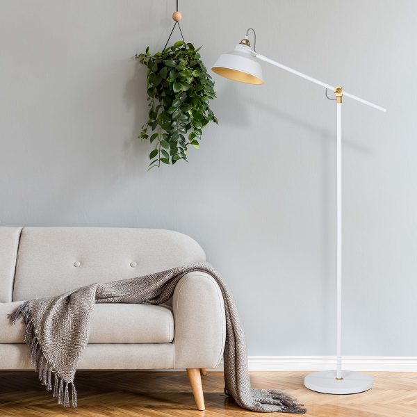 Mexlite Nové staande lamp - verstelbaar - 150 cm hoog - wit met goud - Afbeelding 3