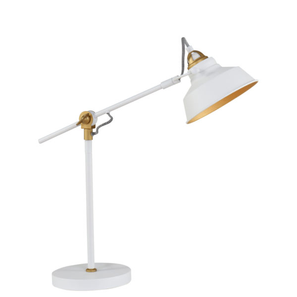 Mexlite Nové bureaulamp - verstelbaar 38 - 75 cm - E27 - wit met goud