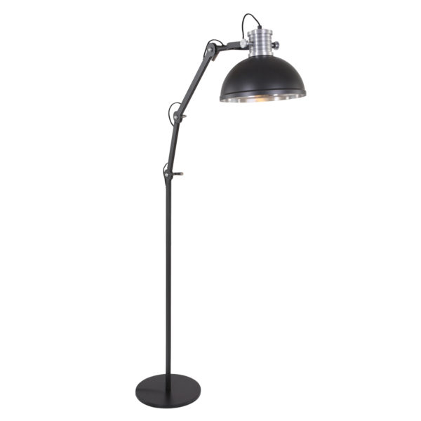 Steinhauer Brooklyn vloerlamp - verstelbaar - max. 195 cm hoog - kap Ø30 cm - zwart