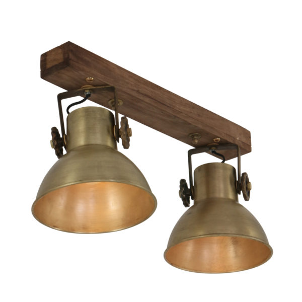 Light & Living Elay plafondlamp - tweelichts - draai- en kantelbaar - antiek goud