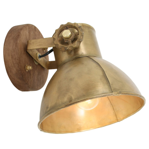 Light & Living Elay wandlamp - 25 cm diep - draai- en kantelbaar - E27 - houten details - brons