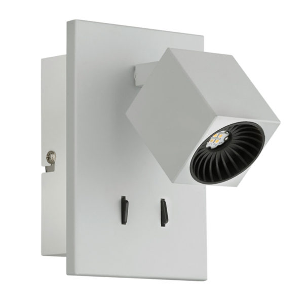 Trio Leuchten Cuba wandspot - ingebouwd LED - sfeerverlichting in wandplaat - 15 cm hoog - wit