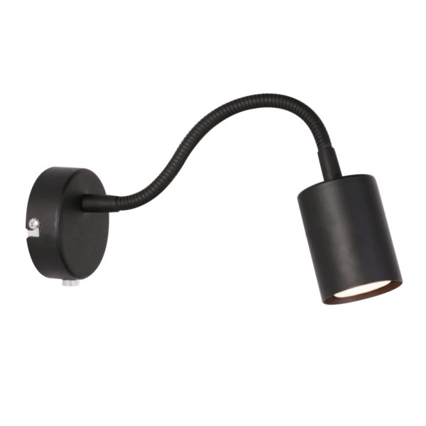 Nordlux Explore wandlamp - 25 cm diep - 200 cm lang snoer - schakelaar op product - draai- en kantelbaar - zwart