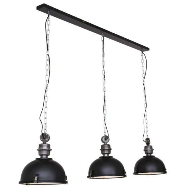 Steinhauer bikkel drielichts hanglamp - 150 cm breed - kap ⌀32 cm - zwart