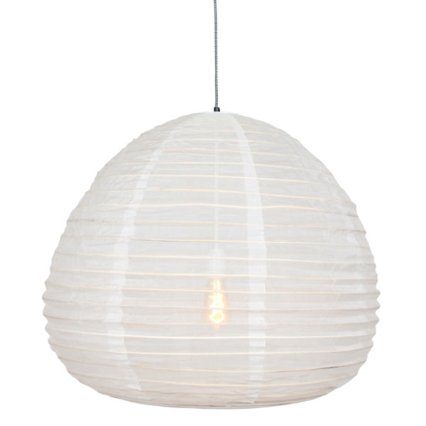 Anne Lighting Bangalore hanglamp - stof - Ø70 cm - in hoogte verstelbaar - E27 - wit linnen - Afbeelding 2