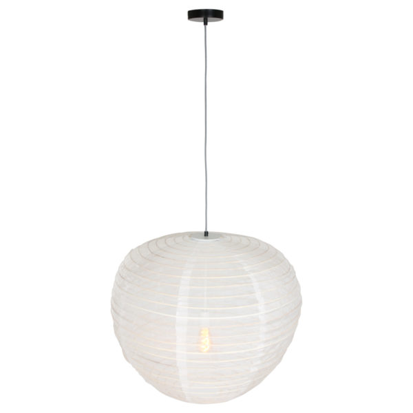 Anne Lighting Bangalore hanglamp - stof - Ø70 cm - in hoogte verstelbaar - E27 - wit linnen - Afbeelding 6