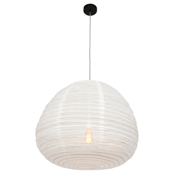 Anne Lighting Bangalore hanglamp - stof - Ø70 cm - in hoogte verstelbaar - E27 - wit linnen - Afbeelding 7