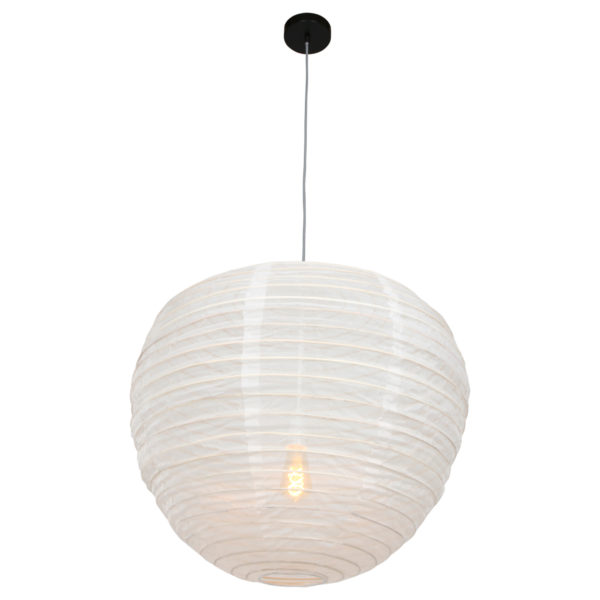 Anne Lighting Bangalore hanglamp - stof - Ø70 cm - in hoogte verstelbaar - E27 - wit linnen - Afbeelding 8