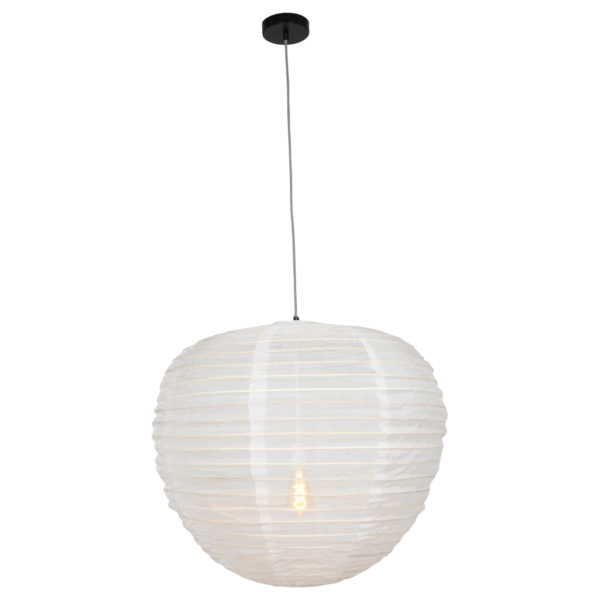 Anne Lighting Bangalore hanglamp - stof - Ø70 cm - in hoogte verstelbaar - E27 - wit linnen - Afbeelding 5