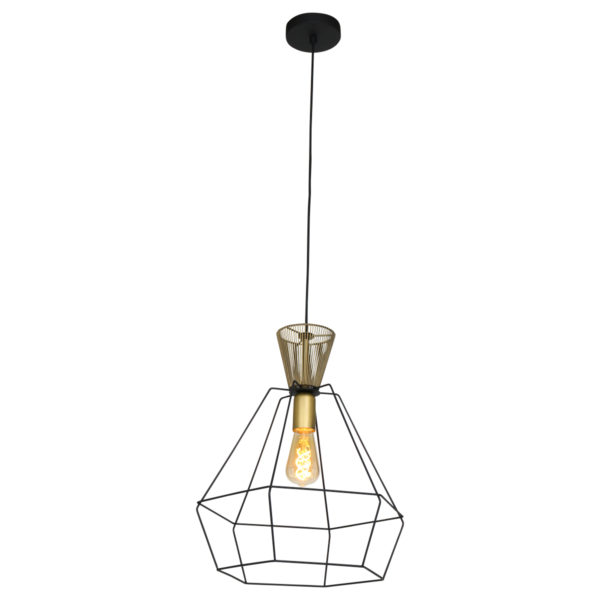 Anne Lighting Lillehamer hanglamp - kooilamp - Ø 38cm - E27 - zwart met goud - Afbeelding 2