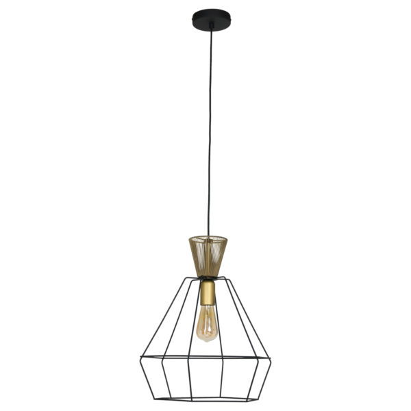 Anne Lighting Lillehamer hanglamp - kooilamp - Ø 38cm - E27 - zwart met goud