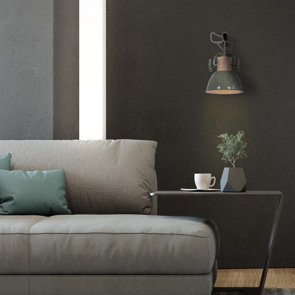 Mexlite Gearwood wandlamp - met klem - draai- en kantelbaar - E27 - groen - Afbeelding 3