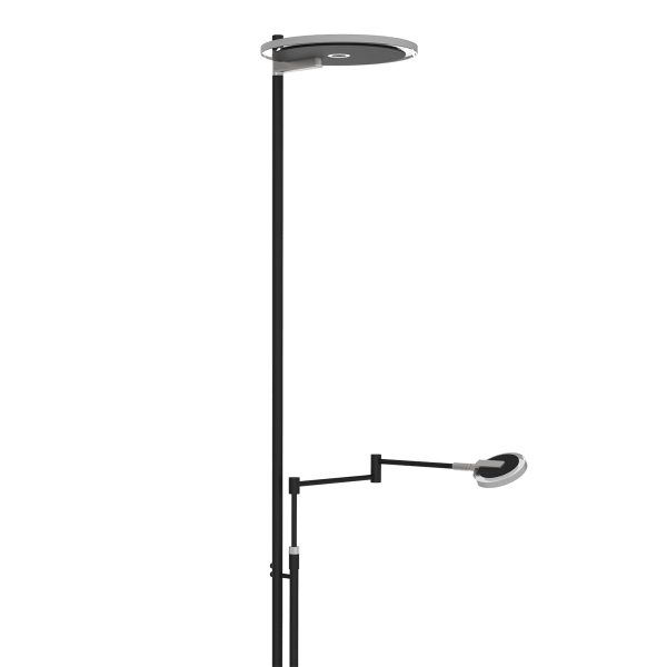 Steinhauer Turound vloerlamp - uplight - leesarm - dimbaar - zwart met glas - Afbeelding 2