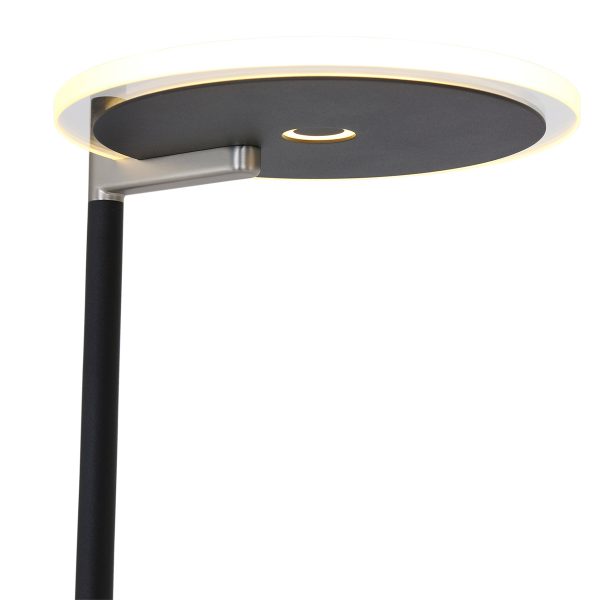 Steinhauer Turound vloerlamp - uplight - leesarm - dimbaar - zwart met glas - Afbeelding 10