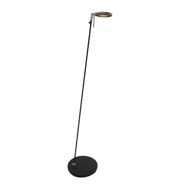 Steinhauer Turound staande lamp - incl. LED - 125cm hoog - dimbaar - zwart met zwart glas