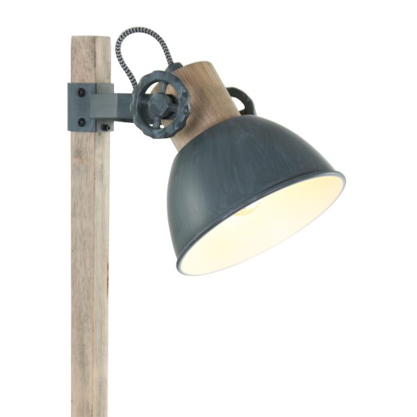 Mexlite Gearwood tafellamp - 50cm hoog - kantelbaar - draaibaar - hout met grijs - Image 2