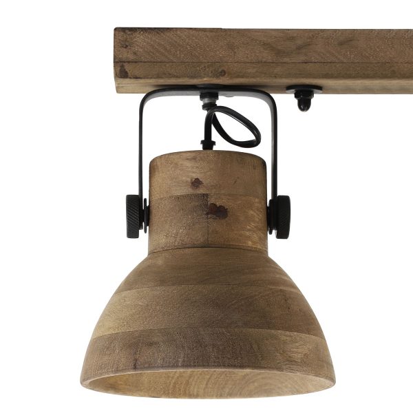 Light & Living Ilanio plafondlamp - drielichts - draai- en kantelbaar - hout met zwarte details - Afbeelding 3