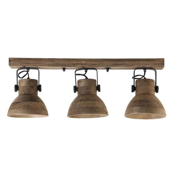 Light & Living Ilanio plafondlamp - drielichts - draai- en kantelbaar - hout met zwarte details - Afbeelding 2