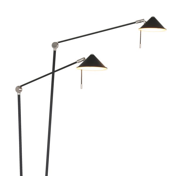 Steinhauer Punkt vloerlamp - tweelichts - ingebouwd LED - dim to warm - 185 cm hoog - zwart - Afbeelding 2