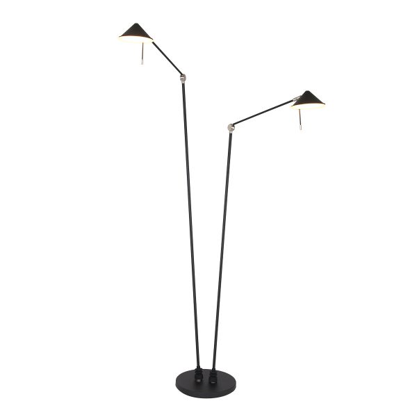 Steinhauer Punkt vloerlamp - tweelichts - ingebouwd LED - dim to warm - 185 cm hoog - zwart