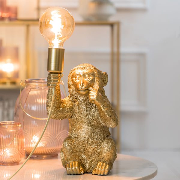 Light & Living Monkey tafellamp - aap - 35cm hoog - goud - Afbeelding 3