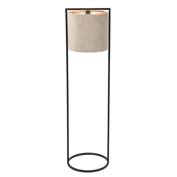 Light & Living Santos staande schemerlamp - 130 hoog - zwart frame - beige kap