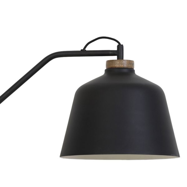 Light & Living Banu vloerlamp - 188cm hoog - in hoogte verstelbaar - zwarte kap met houten voet - Afbeelding 2