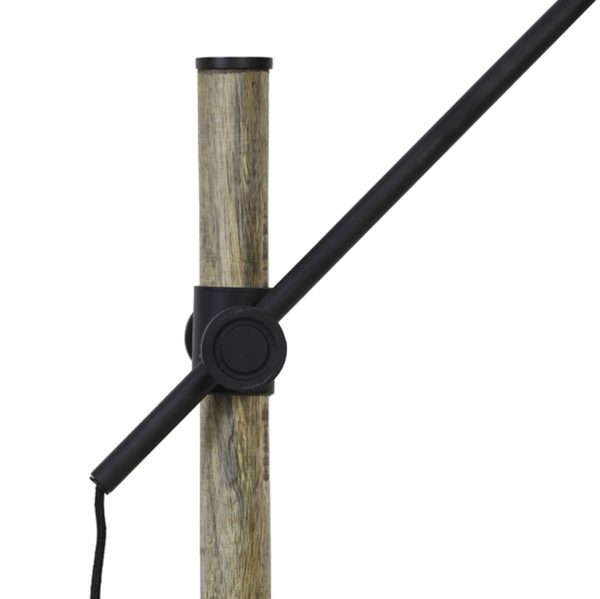 Light & Living Banu vloerlamp - 188cm hoog - in hoogte verstelbaar - zwarte kap met houten voet - Afbeelding 3