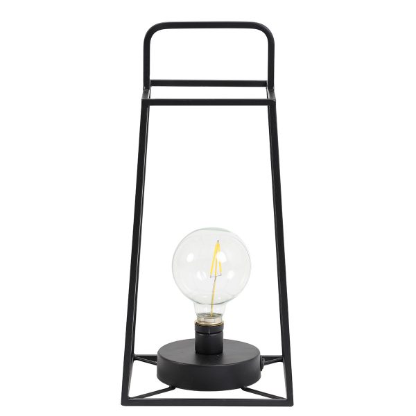 Light & Living Fauve tafellamp - lantaarn zonder snoer - 36 cm hoog - incl. LED - zwart - Afbeelding 2
