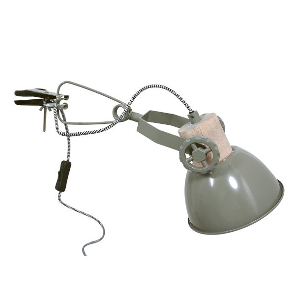 Mexlite Gearwood wandlamp - met klem - draai- en kantelbaar - E27 - groen - Afbeelding 2
