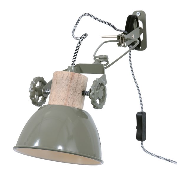Mexlite Gearwood wandlamp - met klem - draai- en kantelbaar - E27 - groen - Afbeelding 12