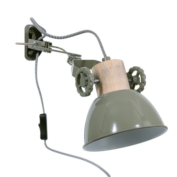 Mexlite Gearwood wandlamp - met klem - draai- en kantelbaar - E27 - groen - Afbeelding 13