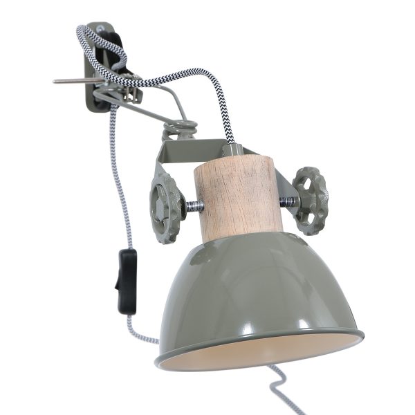Mexlite Gearwood wandlamp - met klem - draai- en kantelbaar - E27 - groen