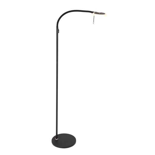 Steinhauer Turound staande lamp - leeslamp - buigbare leesarm - incl. LED - dimmer - zwart met transparant glas - Afbeelding 2