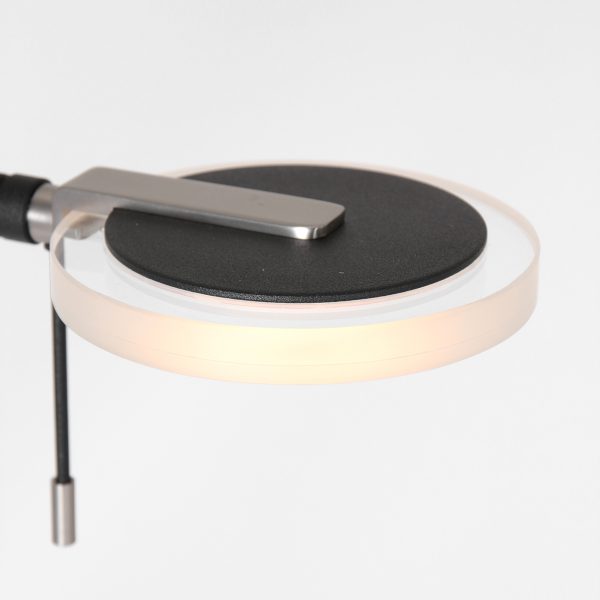 Steinhauer Turound staande lamp - leeslamp - buigbare leesarm - incl. LED - dimmer - zwart met transparant glas - Afbeelding 3