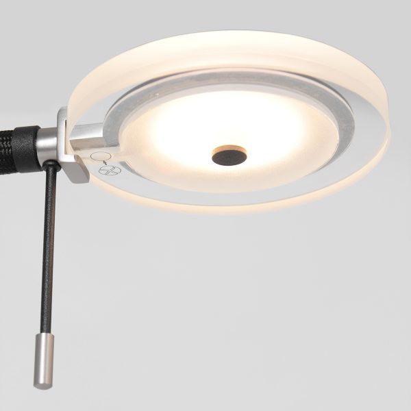 Steinhauer Turound staande lamp - leeslamp - buigbare leesarm - incl. LED - dimmer - zwart met transparant glas - Afbeelding 4