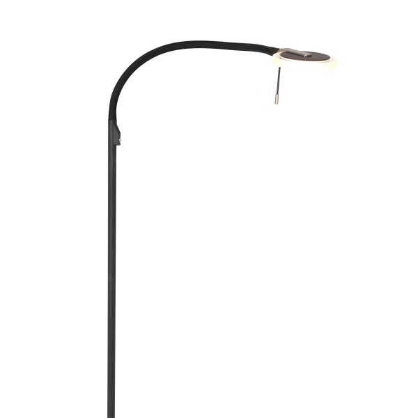 Steinhauer Turound staande lamp - leeslamp - buigbare leesarm - incl. LED - dimmer - zwart met transparant glas