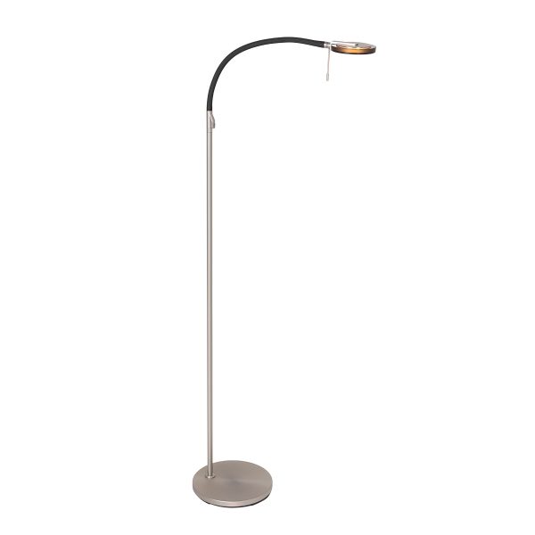 Steinhauer Turound staande lamp - leeslamp - buigbare leesarm - incl. LED - dimmer - staal met zwart glas - Image 2