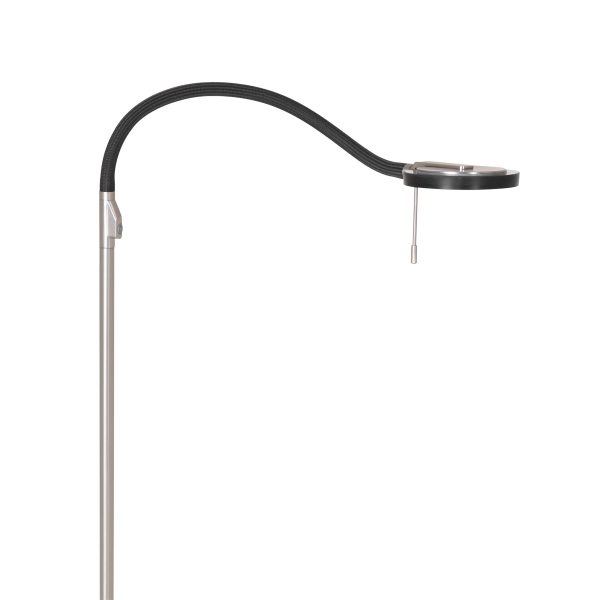 Steinhauer Turound staande lamp - leeslamp - buigbare leesarm - incl. LED - dimmer - staal met zwart glas