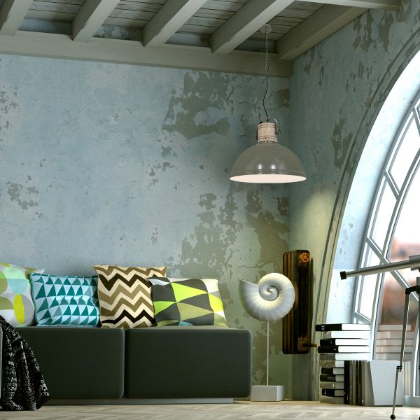 Mexlite Gearwood hanglamp - industrieel - kap Ø50 cm - E27 - houten details - groen - Afbeelding 3