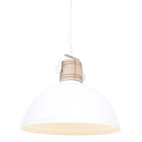 Mexlite Gearwood hanglamp - Scandinavisch - kap Ø50 cm - E27 - houten details - wit - Image 2