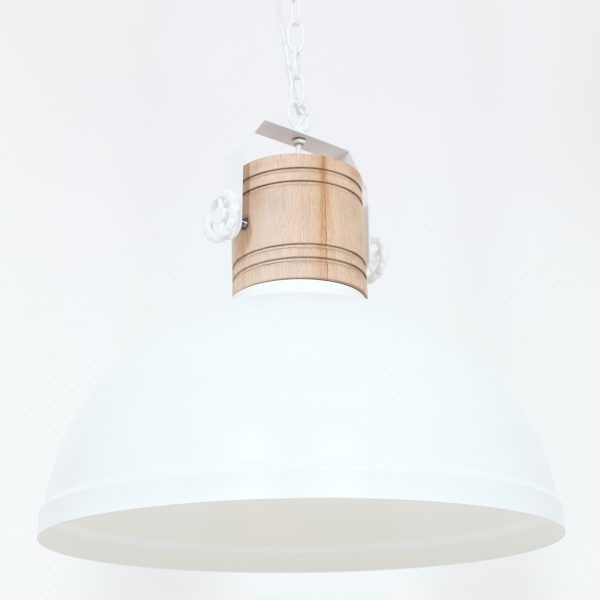 Mexlite Gearwood hanglamp - Scandinavisch - kap Ø50 cm - E27 - houten details - wit - Image 9