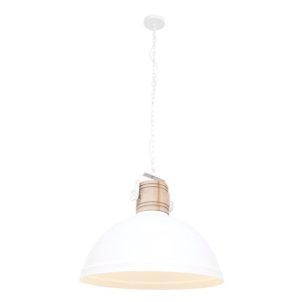 Mexlite Gearwood hanglamp - Scandinavisch - kap Ø50 cm - E27 - houten details - wit