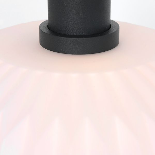 Steinhauer verre nervuré hanglamp - melkglas - bol - kap Ø 30 cm - origami - E27 - zwart - Image 4