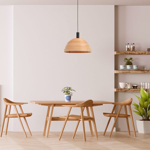 Steinhauer Veneer hanglamp - beuken ringen - kap Ø 50 cm - E27 - bruin - Image 3