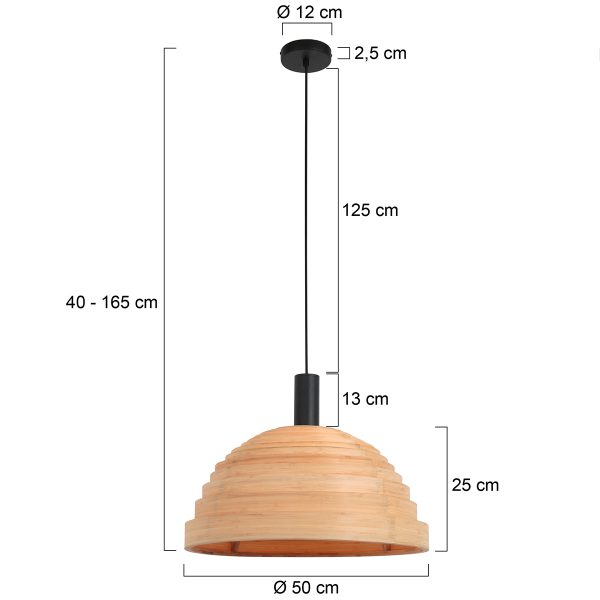 Steinhauer Veneer hanglamp - beuken ringen - kap Ø 50 cm - E27 - bruin - Image 8