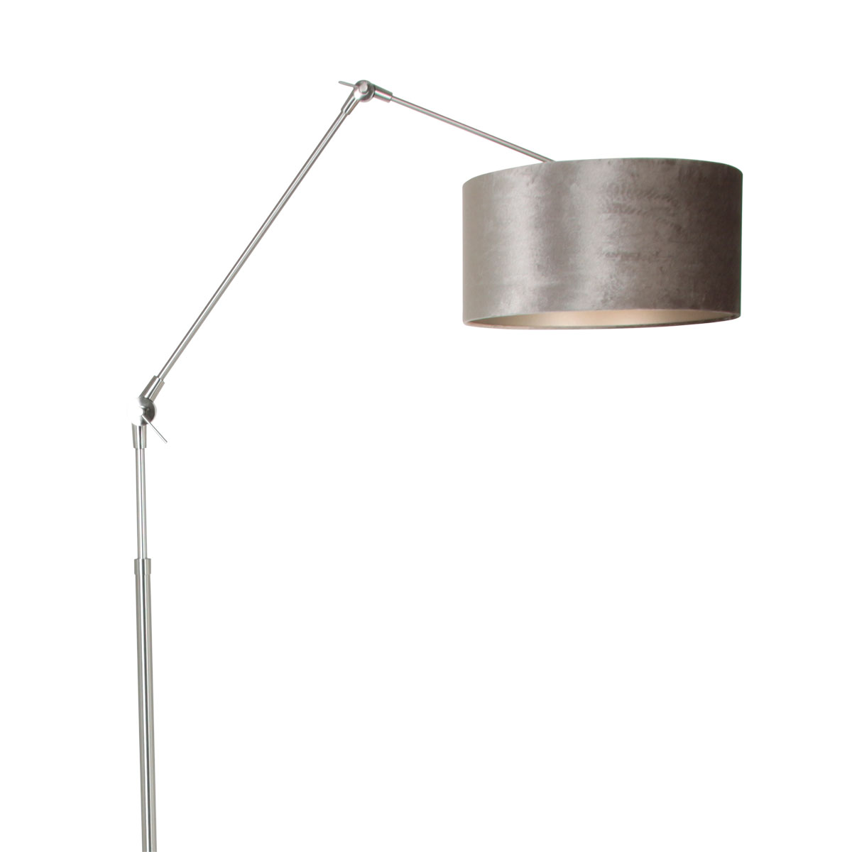 Gelach gezond verstand Duizeligheid Steinhauer Prestige Chic vloerlamp – knikarm – met lampenkap – Ø40 cm –  staal met zilver – LP.