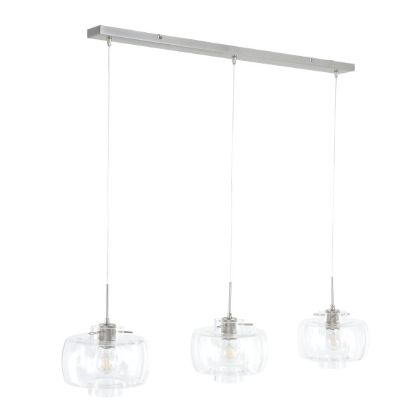 Steinhauer Glass light hanglamp - drielichts - glazen kap - 110 cm breed - in hoogte verstelbaar - E27 - staal - Afbeelding 2