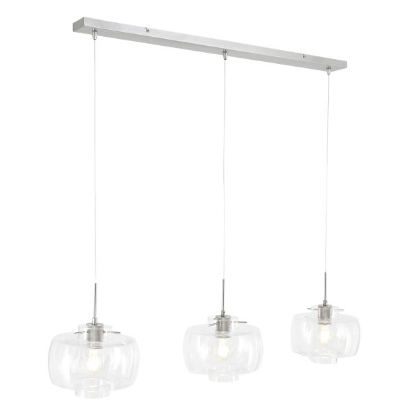 Steinhauer Glass light hanglamp - drielichts - glazen kap - 110 cm breed - in hoogte verstelbaar - E27 - staal - Afbeelding 10