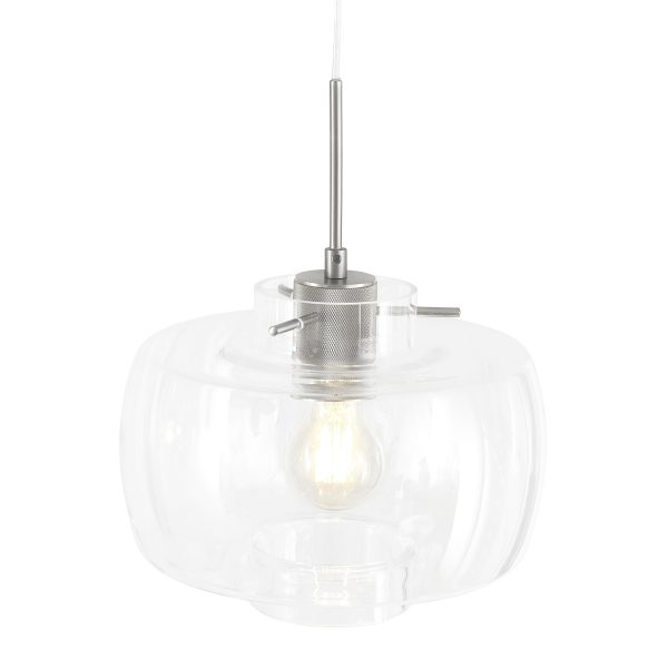 Steinhauer Glass light hanglamp - drielichts - glazen kap - 110 cm breed - in hoogte verstelbaar - E27 - staal - Afbeelding 3